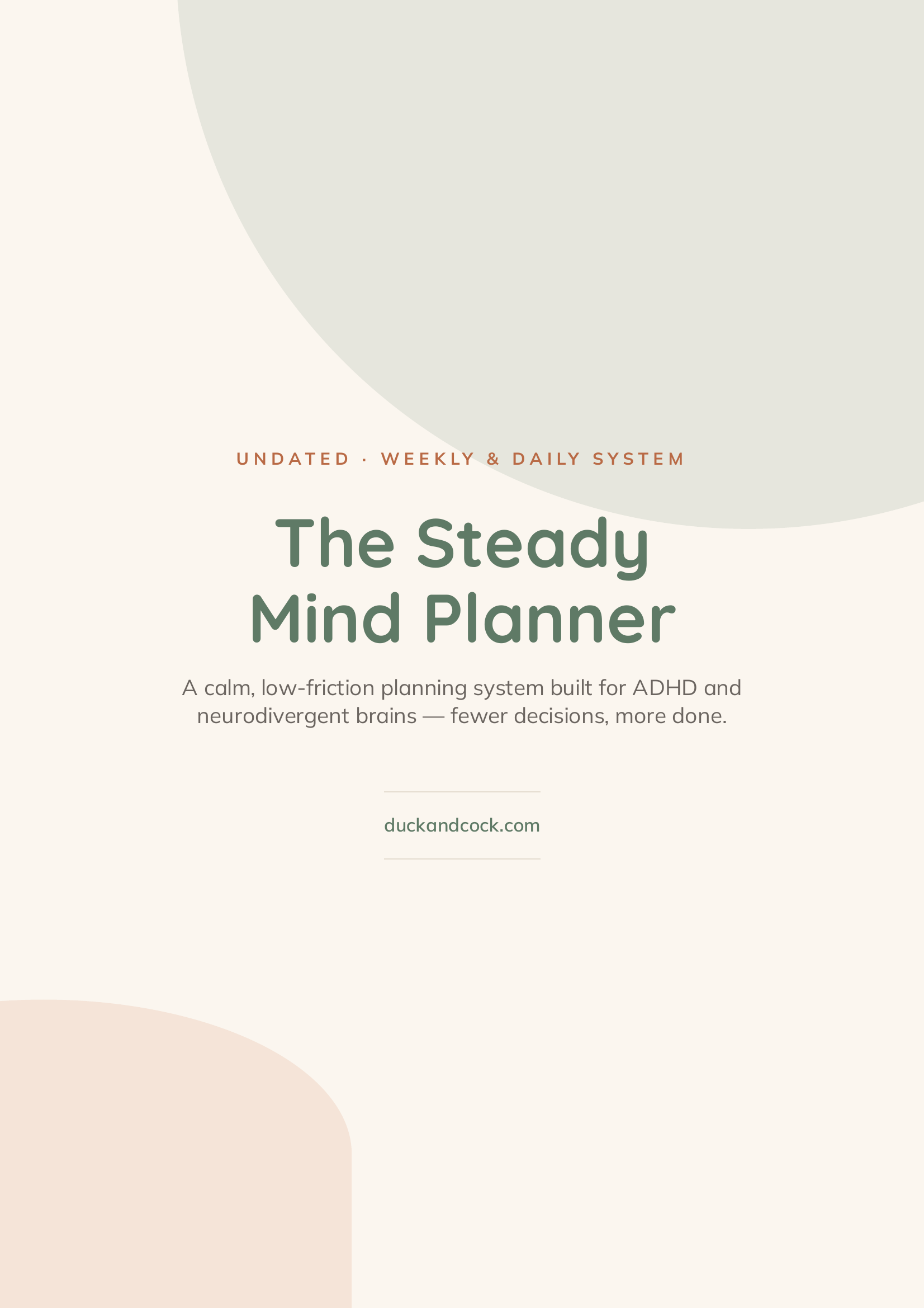 The Steady Mind Planner — Weekly & Daily ADHD-Friendly System (Printable PDF)